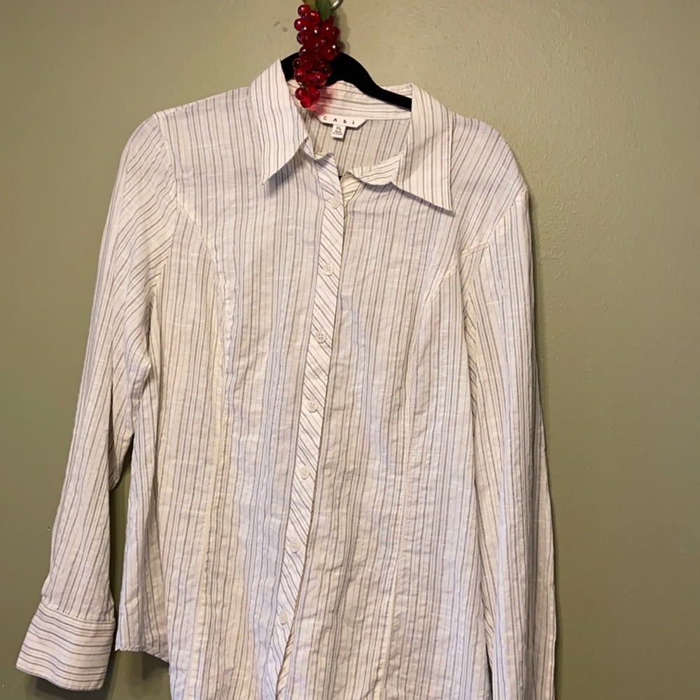 💋Cabi XL Long sleeve white button down blouse top
